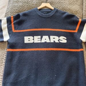 Abercrombie & Fitch Navy and Orange Bears Crewneck Sweater